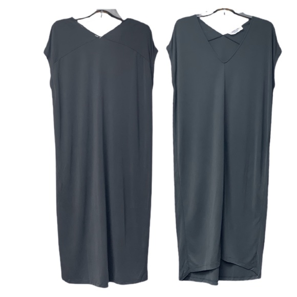 V-Neck Dolman Sleeve Black Midi Dress - NWT! - Picture 2 of 3